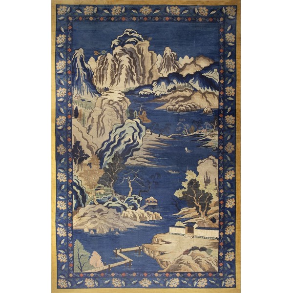 Early 20th Century Chinese Peking Scenic Carpet